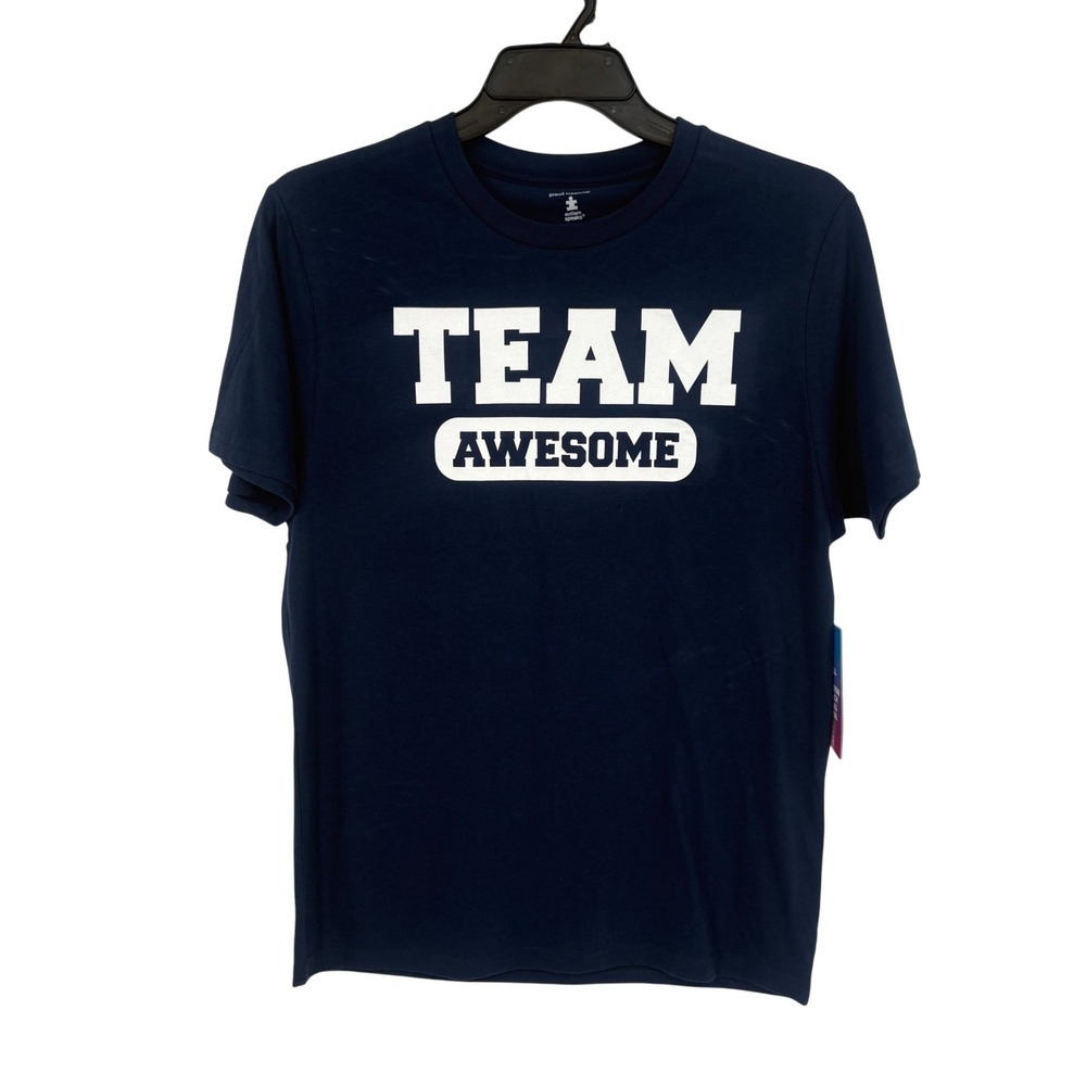 Autism Speaks "Team Awesome" T-Shirt Women Medium Navy Blue Graphic Tee NEW